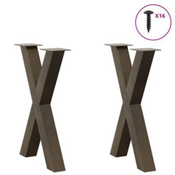Berkfield Modern Dining Table Legs X-Shaped 2 Pcs Natural Steel 50X(72-73) Cm Steel - thumbnail 3