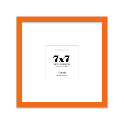 "7X7"" Orange Picture Frame - 7X7"" Square Frame With 4X4"" Mount For 7X7""/4X4"" Pictures Art Deco Style Photo Display, 1 Pack" - image 1