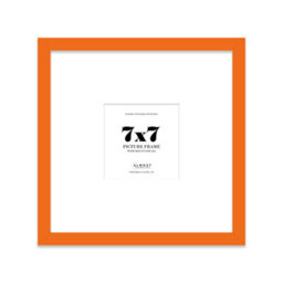 "7X7"" Orange Picture Frame - 7X7"" Square Frame With 4X4"" Mount For 7X7""/4X4"" Pictures Art Deco Style Photo Display, 1 Pack" - thumbnail 1