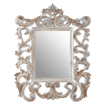 Orsina Antique Grey Fleur-De-Lis Wall Mirror,weathered Hanging Mirror With Bevelled Frame,perfect For Gifting - image 1