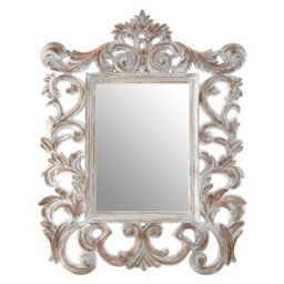 Orsina Antique Grey Fleur-De-Lis Wall Mirror,weathered Hanging Mirror With Bevelled Frame,perfect For Gifting - thumbnail 1