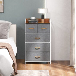 Costway Chest Of Drawer With 5 Foldable Drawers Storage Tower - thumbnail 4