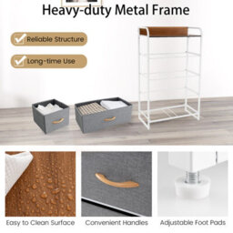 Costway Chest Of Drawer With 5 Foldable Drawers Storage Tower - thumbnail 6
