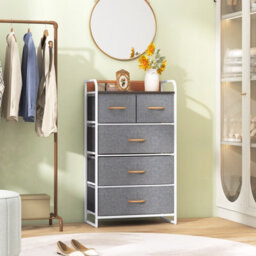 Costway Chest Of Drawer With 5 Foldable Drawers Storage Tower - thumbnail 1