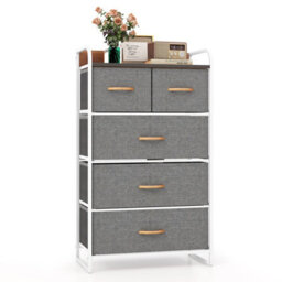 Costway Chest Of Drawer With 5 Foldable Drawers Storage Tower - thumbnail 2
