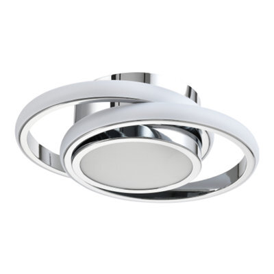 Happy Homewares Modern Led Ceiling Light With Chrome Rings And Central Downlighter - image 1
