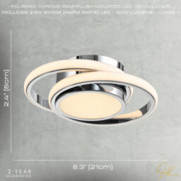 Happy Homewares Modern Led Ceiling Light With Chrome Rings And Central Downlighter - thumbnail 6