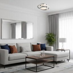 Happy Homewares Modern Led Ceiling Light With Chrome Rings And Central Downlighter - thumbnail 5