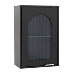 Bathroom Wall Cabinet Adjustable Shelf Tempered Glass Door Black - thumbnail 1