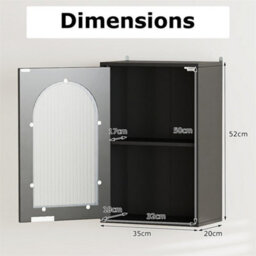 Bathroom Wall Cabinet Adjustable Shelf Tempered Glass Door Black - thumbnail 2