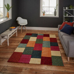 Multi Handmade Modern Easy To Clean Geometric Rug For Dining Room-160Cm X 220Cm - thumbnail 1