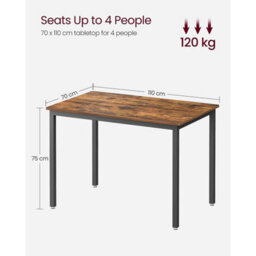 Songmics Dining Table, Kitchen Table, 70 X 110 X 75 Cm, Chairs Not Included, Dining Table For 4 People, Living Dining Room - thumbnail 8