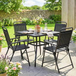 Outsunny Folding Garden Chairs Set Of 4 With Plastic Seat And Back, Black