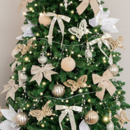 Melody Maison Set Of 10 Ivory Satin Christmas Bow Decorations - thumbnail 5
