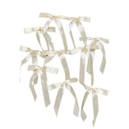 Melody Maison Set Of 10 Ivory Satin Christmas Bow Decorations - thumbnail 7