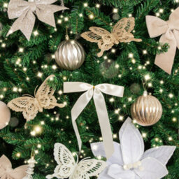Melody Maison Set Of 10 Ivory Satin Christmas Bow Decorations - thumbnail 4