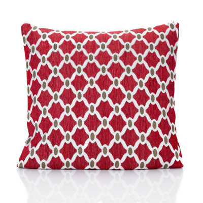 Luxury Living Berkley Luxury Geometric Chenille Cushion Red - image 1
