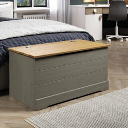 Grey Compact Storage Trunk Indoor Storage Chests Home Storage - thumbnail 1