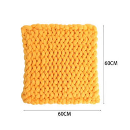 Living And Home Light Yellow Soft Chunky Knitted Throw Blanket Sofa Bed Blanket Handwoven Home Decor 60Cm L X 60Cm W - thumbnail 5