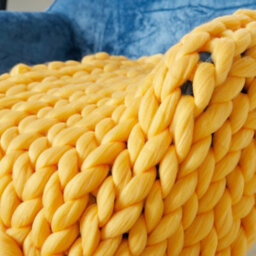 Living And Home Light Yellow Soft Chunky Knitted Throw Blanket Sofa Bed Blanket Handwoven Home Decor 60Cm L X 60Cm W - thumbnail 3