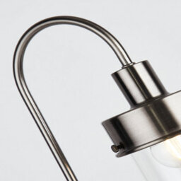 Lighting Collection Curved Metal Table Lamp With Clear Hanging Glass Cylinder Shade - thumbnail 4