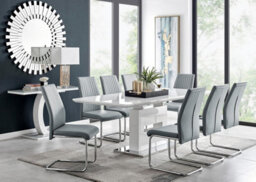 Furniturebox Uk Arezzo Large Extending Dining Table And 8 Grey Lorenzo Chairs - thumbnail 1