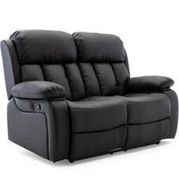 More4Homes Chester Manual Recliner Bonded Leather 1+2 Seater Sofa Set (Black) - thumbnail 2