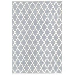 Loomed Grey White Classic Trellis Living Room Rug 80X150Cm - thumbnail 6