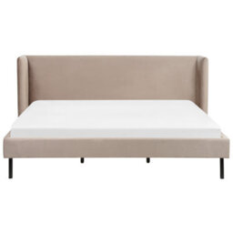 Beliani Bed Velvet Arette 180 X 200 Cm (Eu Super King) Taupe - thumbnail 4