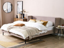 Beliani Bed Velvet Arette 180 X 200 Cm (Eu Super King) Taupe - thumbnail 2