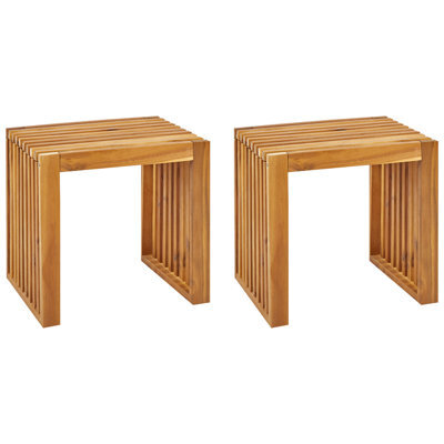 Beliani Set Of 2 Garden Stools Bellano Acacia Wood Brown - image 1