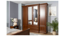 Arte Kent Chestnut 227Cm 6-Door Wardrobe - Grand Bedroom Cabinet With Mirrors & Drawers - thumbnail 2