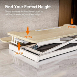 Light Wood Height Adjustable Standing Desk Converter Workstation - thumbnail 4