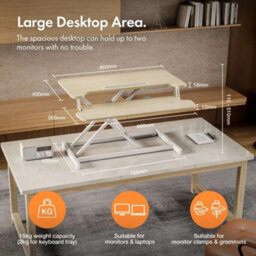 Light Wood Height Adjustable Standing Desk Converter Workstation - thumbnail 2