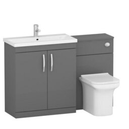 Royal Bathrooms Turin 1300mm Indigo Grey Gloss 2 Doors Furniture Pack With Mid Edge Basin & Crosby Back To Wall Toilet - thumbnail 4