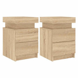 Walplus Bedside Cabinets With Led Lights 2 Pcs Sonoma Oak 35X39X55 Cm - thumbnail 2
