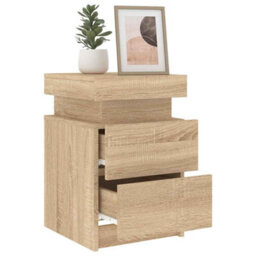 Walplus Bedside Cabinets With Led Lights 2 Pcs Sonoma Oak 35X39X55 Cm - thumbnail 5