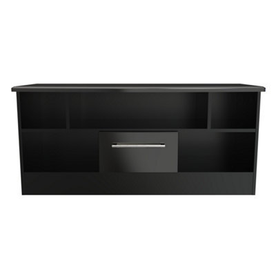Harrow 1 Drawer Tv & Media Unit In Black Gloss (Ready Assembled) - image 1