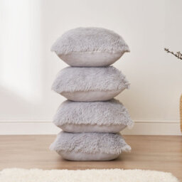 Sienna Set Of 4 Fluffy Shaggy Filled Cushion With Cover Square - thumbnail 1