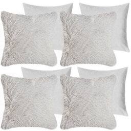 Sienna Set Of 4 Fluffy Shaggy Filled Cushion With Cover Square - thumbnail 4