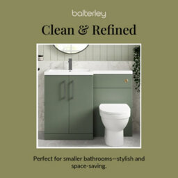 Balterley Left-Hand Bathroom Vanity And Wc Unit Combination With Basin - 1100mm - Satin Green With Brushed Pewter Handles - thumbnail 7