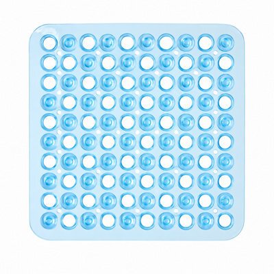 Welari Shower Mat, Pvc, White, Square, 43X43 Cm, Non-Slip Safety, Easy To Clean (Blue (1Pack))
