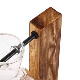 Glass Desktop Planter Bulb Vase With Wooden Stand Hydroponic Plant Container Home Table Decor - thumbnail 3