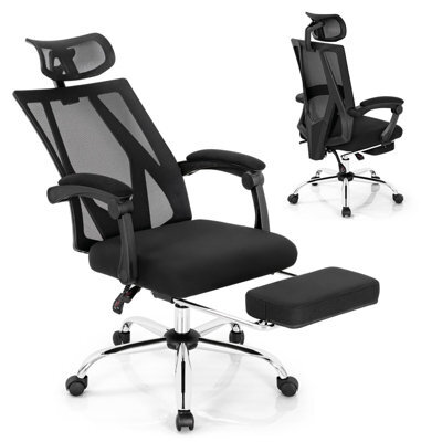 Costway Ergonomic Executive Office Chair High Back Reclining Chair Retractable Footrest - image 1