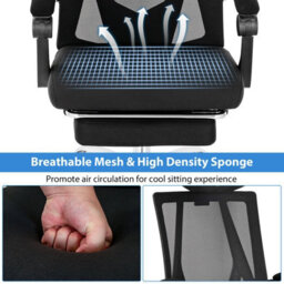 Costway Ergonomic Executive Office Chair High Back Reclining Chair Retractable Footrest - thumbnail 5