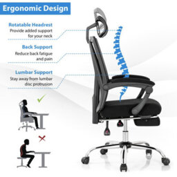 Costway Ergonomic Executive Office Chair High Back Reclining Chair Retractable Footrest - thumbnail 4
