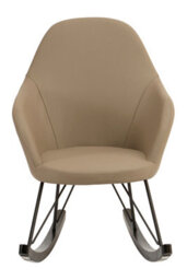 Orsina Light Grey Faux Leather Rocking Chair, Oak Veneer Runners & Lattice Base, Contemporary Accent Chair