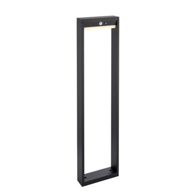 Luminosa Lighting Dannah Modern Solar Powered Led Box Shaped Tall Bollard Lamp Textured Black, Pir Motion & Day Night Sensors, Warm White, Ip44 - image 1