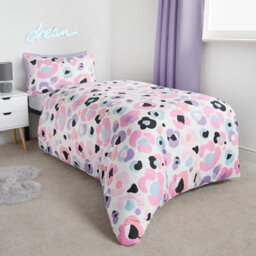 OHS Leopard Reversible Duvet Cover Set Quilt Pillowcases Bedding, Pink - Single - thumbnail 4
