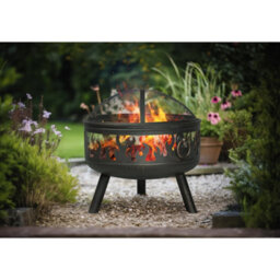 Loops Premium Round Fire Pit Wood Burner And Bbq Grill Set With Weatherproof Cover For Outdoor Dining - thumbnail 4